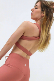 FabricFlex Side Slit & High Back Twist Sports Bra (Pink Coral)