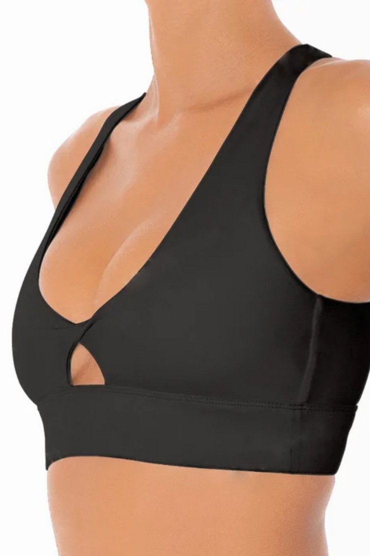 FabricFlex Front Twist Sports Bra (Charcoal Black)